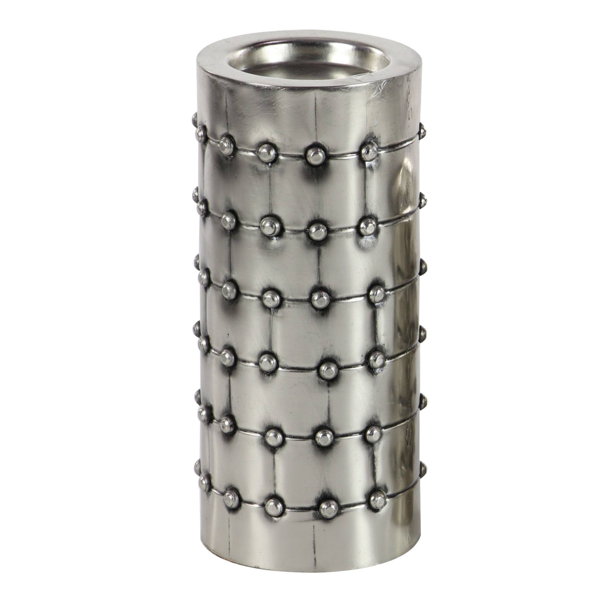 Silver Metal Industrial Candle Holder Set